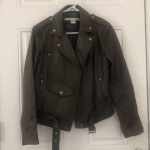 Genuine leather brown moto jacket